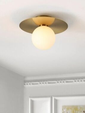 Safavieh FINLAY 12" Flush Mount Light FLU4075A Gold White 12x8